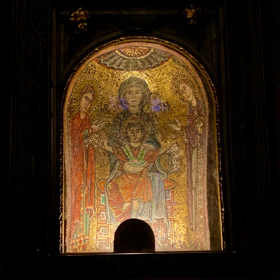 Mosaic in the Chapel of Xeno. Credit: Jacob Stein | Crux Stationalis