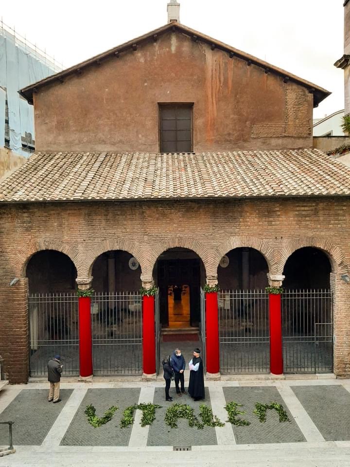 San Vitale with laurel leaves spelling the Saint's name on the day of Statio. Credit: Jacob Stein | Crux Stationalis